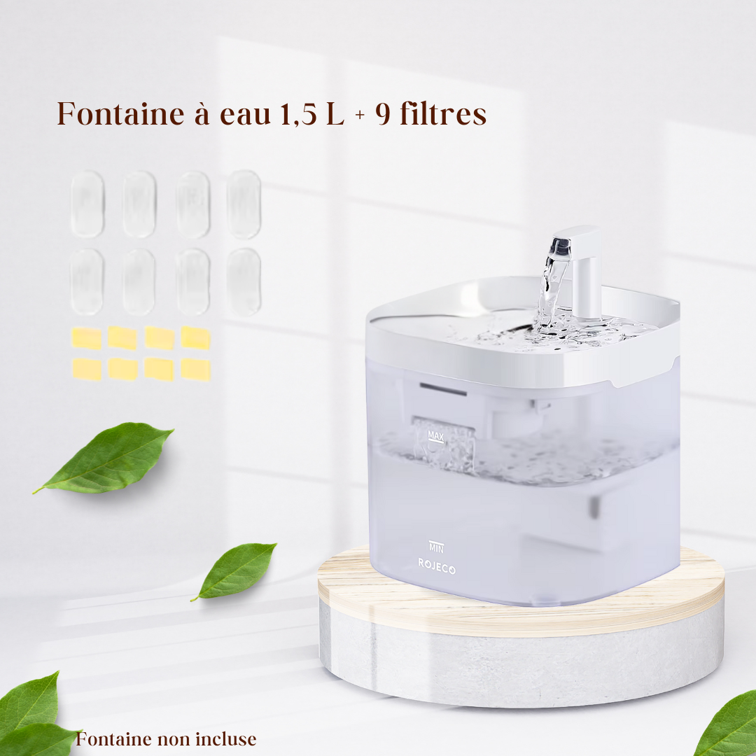 Fontaine a eau silencieuse & filtrante 1,5L + 1 filtre offert AquaFlow
