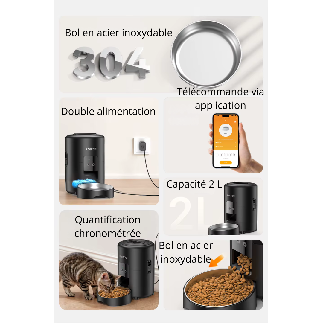 Distributeur de croquette automatique avec Wi-Fi  2 L CroqFlow
