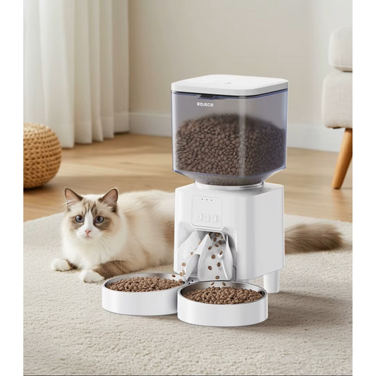 Distributeur de croquettes automatique à double bols, repas programmé Pawportion