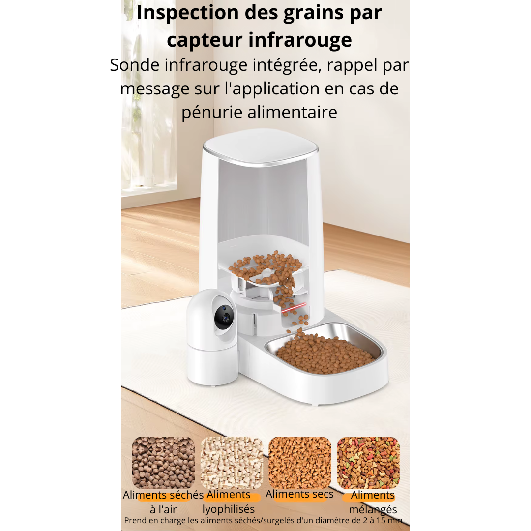 Distributeur de croquette automatique avec caméra & Wi-Fi TempoCroq 4L