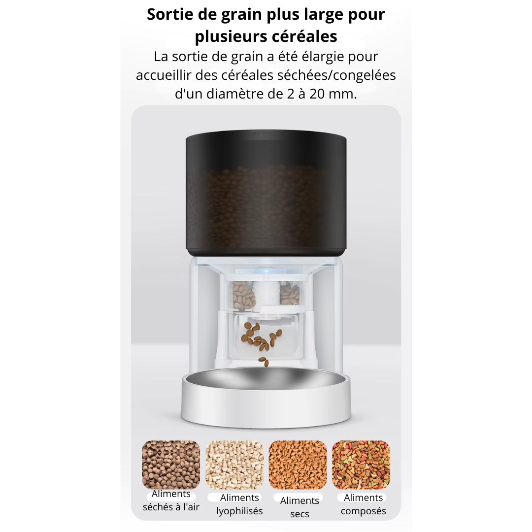 Distributeur de croquette automatique caméra 1080P & contrôle via application CroqNest Cam 3L