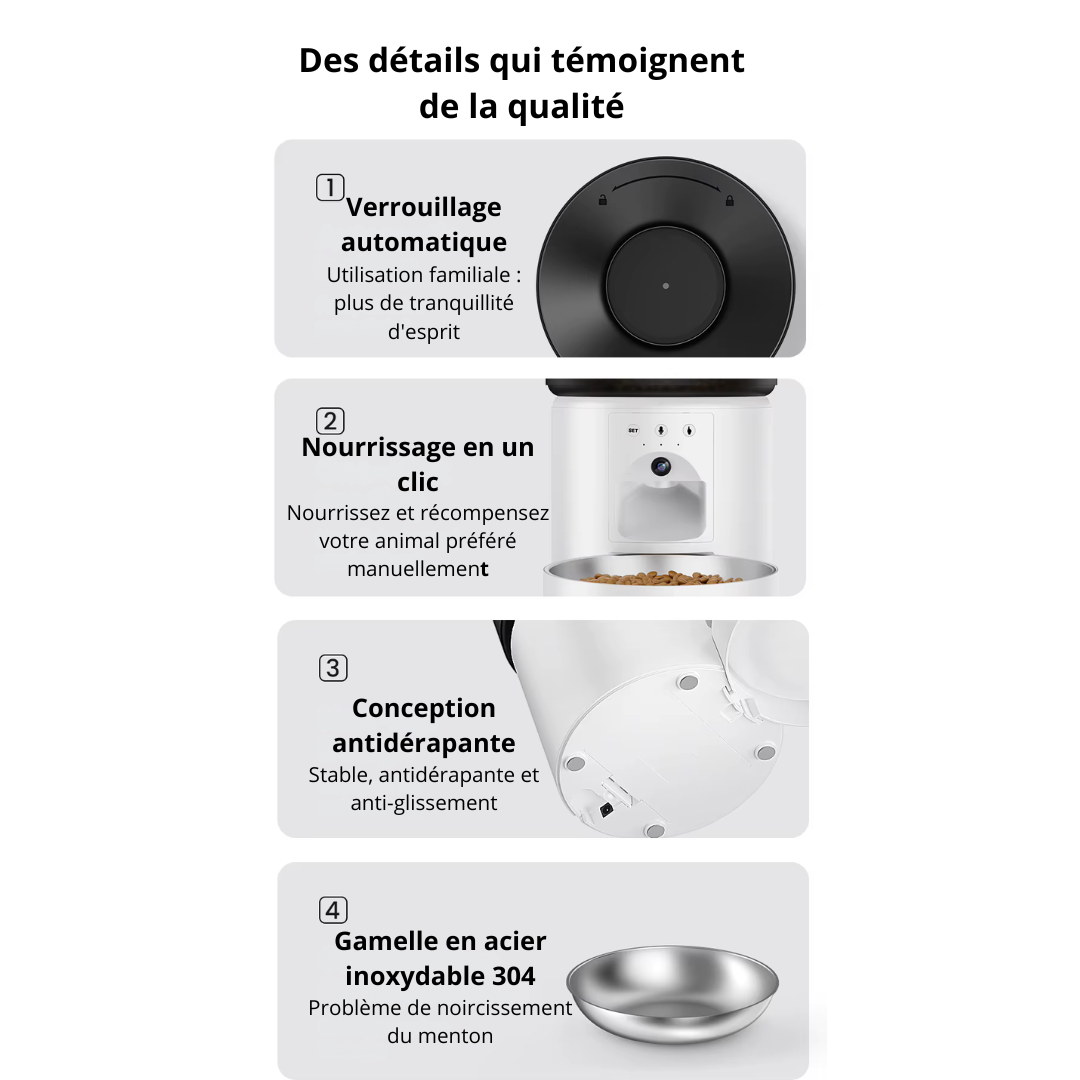 Distributeur de croquette automatique caméra 1080P & contrôle via application CroqNest Cam 3L