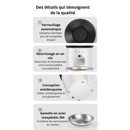 Distributeur de croquette automatique caméra 1080P & contrôle via application CroqNest Cam 3L