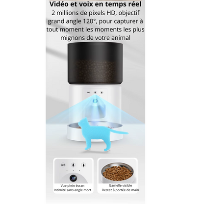 Distributeur de croquette automatique caméra 1080P & contrôle via application CroqNest Cam 3L