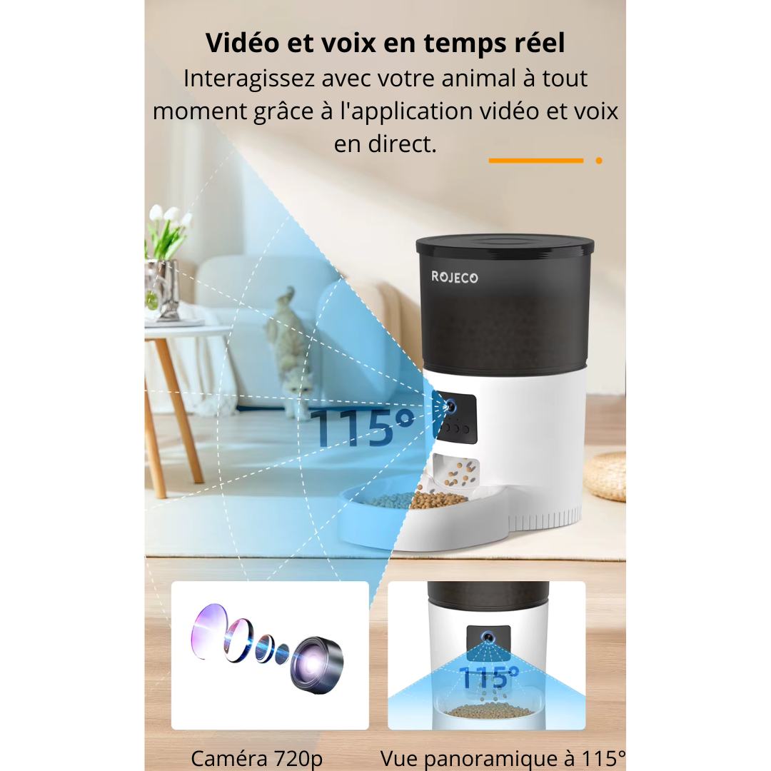 Distributeur de croquette automatique avec caméra Wi-Fi & message vocal SnackSync 3L