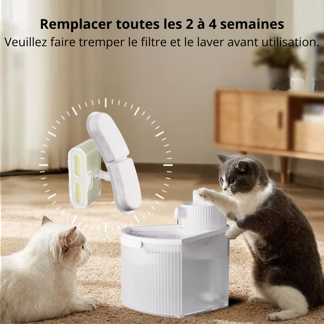 Fontaine a eau pour chat silencieuse 2,2 L + 1 filtre offert AquaWave