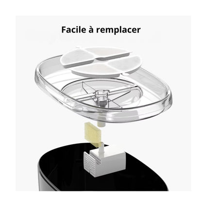 Filtres fontaine a eau filtration charbon + résine, double abreuvoir AquaLuxe