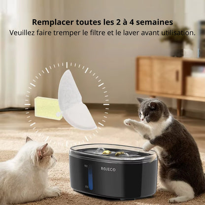 Filtres fontaine a eau filtration charbon + résine, double abreuvoir AquaLuxe