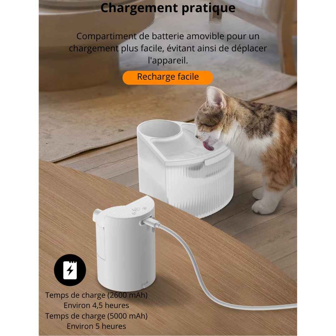 Fontaine a eau pour chat silencieuse 2,2 L + 1 filtre offert AquaWave