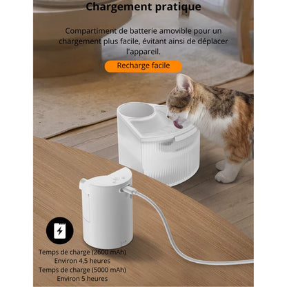 Fontaine a eau pour chat silencieuse 2,2 L + 1 filtre offert AquaWave