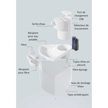 Fontaine a eau pour chat silencieuse 2,2 L + 1 filtre offert AquaWave