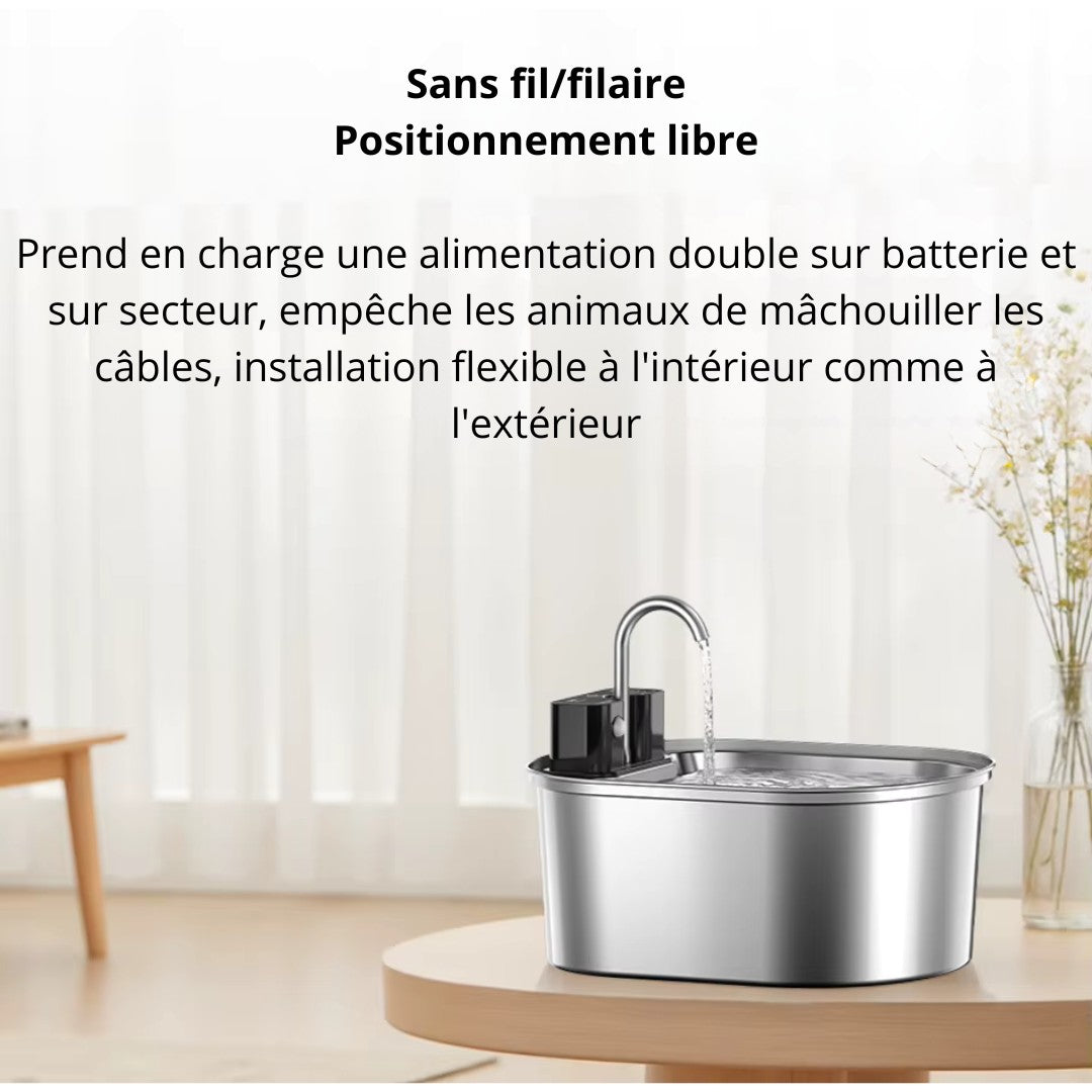 Fontaine a eau sans fil en inox 3,2 L + 1 Filtre offert FreshStream