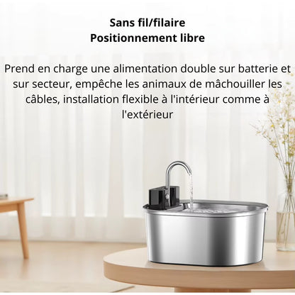Fontaine a eau sans fil en inox 3,2 L + 1 Filtre offert FreshStream