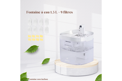 Fontaine a eau silencieuse & filtrante 1,5L + 1 filtre offert AquaFlow