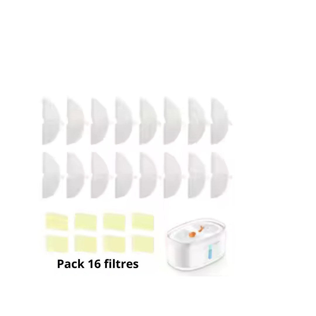 Filtres fontaine a eau filtration charbon + résine, double abreuvoir AquaLuxe