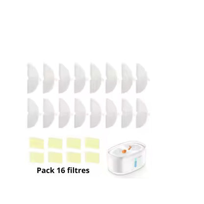 Filtres fontaine a eau filtration charbon + résine, double abreuvoir AquaLuxe