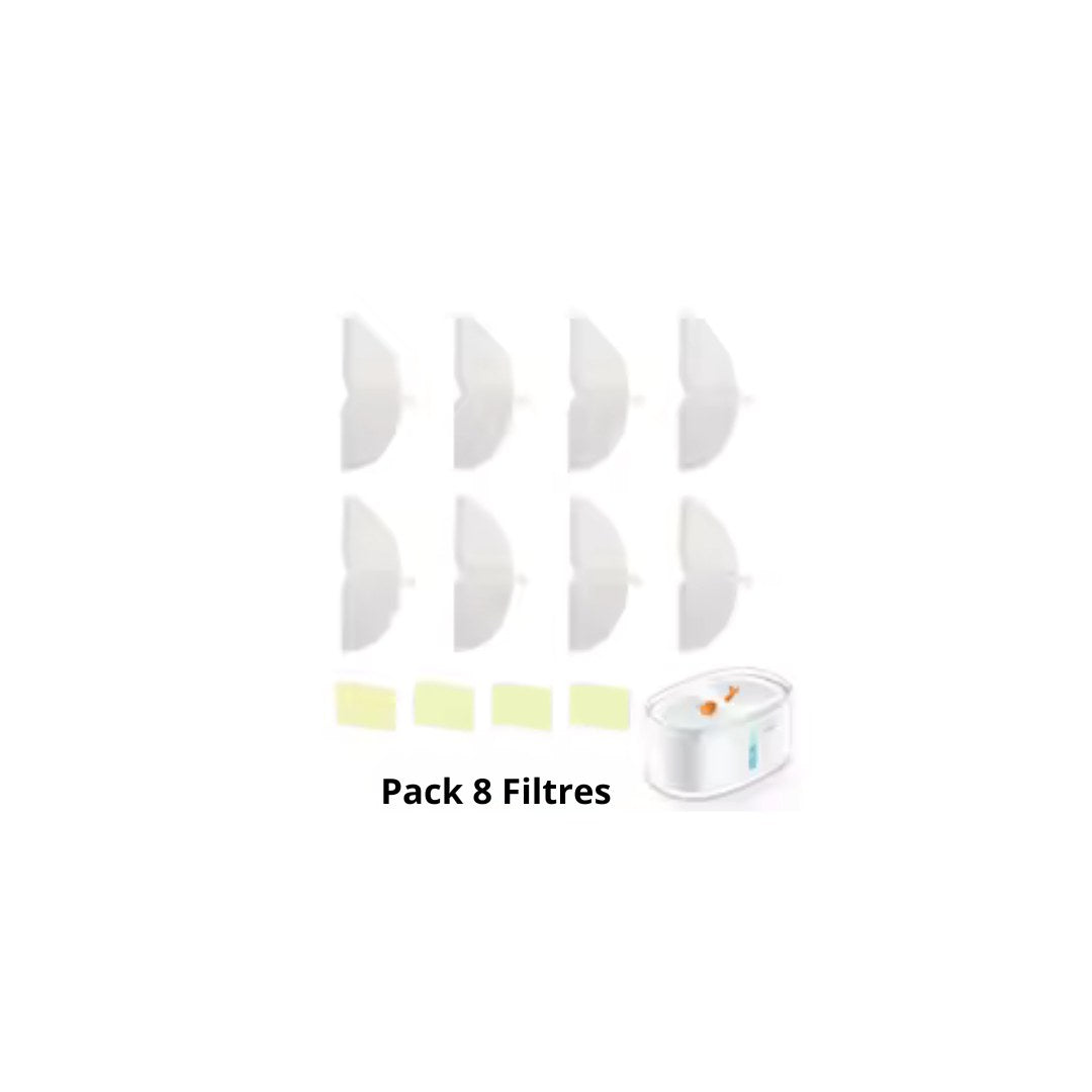 Filtres fontaine a eau filtration charbon + résine, double abreuvoir AquaLuxe